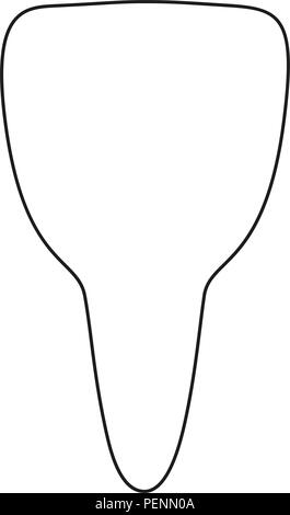 Line art in bianco e nero un sano dente anteriore Illustrazione Vettoriale