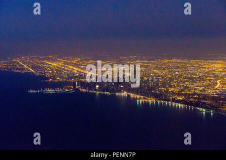Porto di Chicago vista aerea all'alba, Illinois, USA, America del Nord Foto Stock