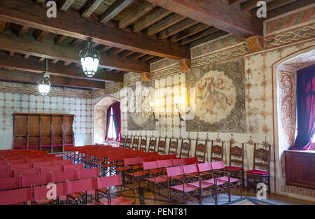 Marostica, Italia - 26 Maggio 2017: la sala principale del castello inferiore Foto Stock