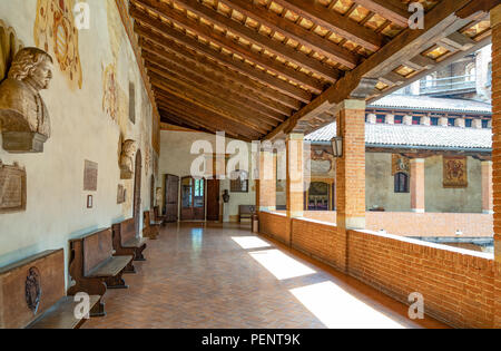 Marostica, Italia - 26 Maggio 2017: il portico del castello inferiore Foto Stock