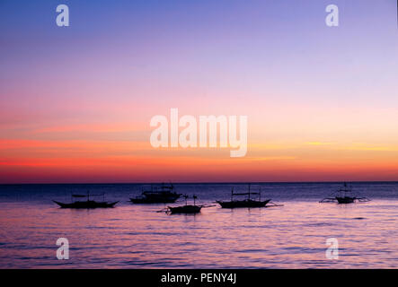 Tramonto sull'Isola di Boracay, Filippine Foto Stock