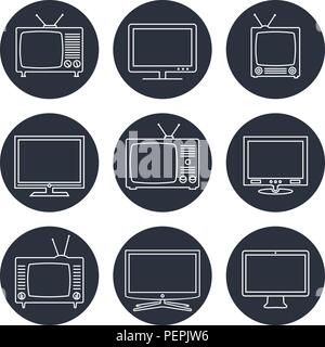 TV set di icone. Vettore lineare icone. Illustrazione Vettoriale