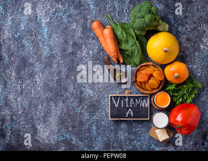 Prodotti sani ricchi di vitamina A Foto Stock