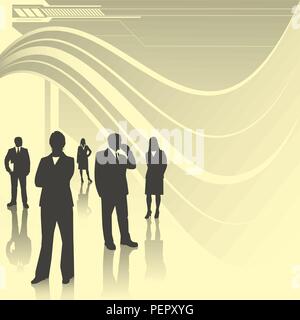 Technology Business Team. Un team Aziende in silhouette con elementi di design moderno. Illustrazione Vettoriale