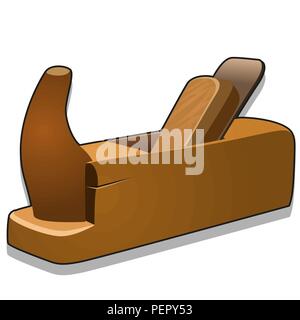 Legno Pialla a mano o jack-piano isolato su sfondo bianco. Vector cartoon close-up illustrazione. Illustrazione Vettoriale