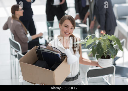 Nuovo dipendente proveniente da office prima del tempo. Foto Stock