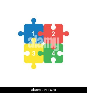 Illustrazione Vettoriale nozione di quattro puzzle jigsaw pezzi collegati. Illustrazione Vettoriale
