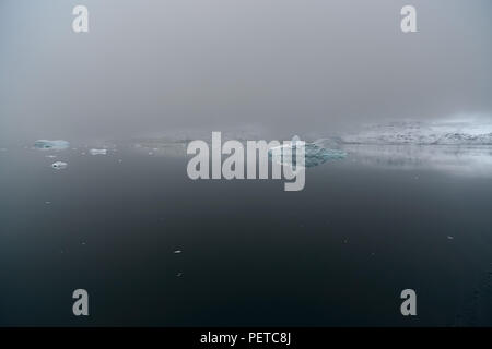 Kangertitivaq, Groenlandia. Iceberg in fiordo Rødefjord che fa parte di Scoresby Sund. Der sogenannte Eisbergfriedhof. Foto Stock