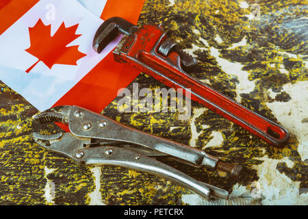 Felice giornata di lavoro sulla chiave, bandiera canadese di diversi paesi grunge immagine astratta Foto Stock