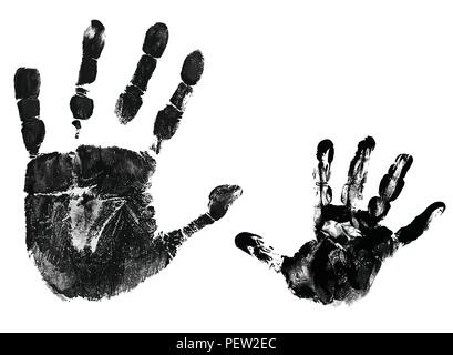 La madre e il bambino handprints su sfondo bianco, illustrazione vettoriale Illustrazione Vettoriale