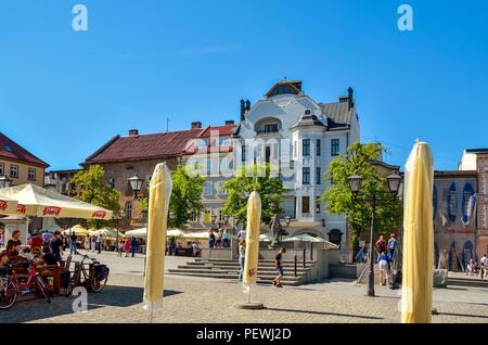 A Bielsko Biala, Polonia - 13 Maggio 2018: bellissimo mercato storico di Bielsko-Biala, Polonia. Foto Stock