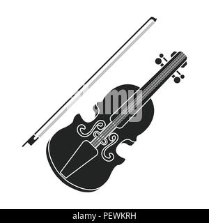 Icona di violino in nero stile isolato su sfondo bianco. Strumenti musicali simbolo illustrazione vettoriale Illustrazione Vettoriale