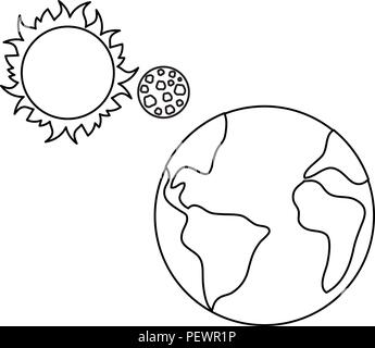 Mondo pianeta Terra di sole e di luna Illustrazione Vettoriale