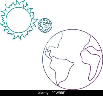 Mondo pianeta Terra di sole e di luna Illustrazione Vettoriale