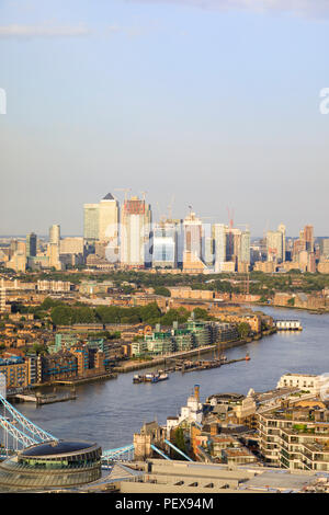 Vista dal frammento di Canary Wharf e della Thames di Fiume, Londra, Inghilterra Foto Stock