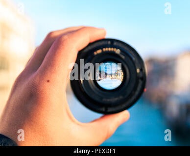 Venezia Italia attraverso la lente Foto Stock