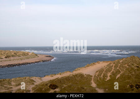 Bocca di estuario Ythan a Newburgh Beach Foto Stock