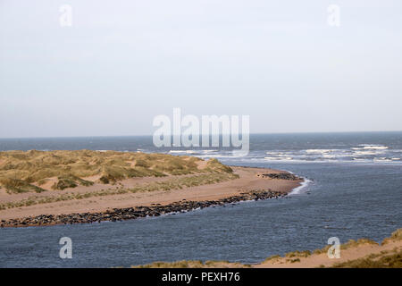 Bocca di estuario Ythan a Newburgh Beach Foto Stock