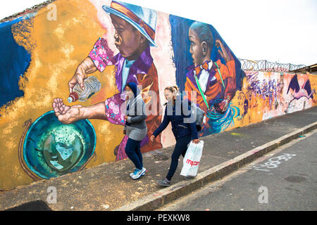 Cape Town crisi idrica murale a tema, Provincia del Capo Occidentale, Sud Africa Foto Stock