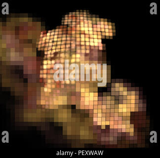 Abstract colorato di arancione e golden pixel fractal su sfondo nero. Fantasy texture frattale. Arte digitale. Il rendering 3D. Computer immagine genenerated Foto Stock