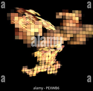 Abstract colorato di arancione e golden pixel fractal su sfondo nero. Fantasy texture frattale. Arte digitale. Il rendering 3D. Computer immagine genenerated Foto Stock