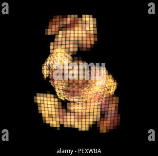 Abstract colorato di arancione e golden pixel fractal su sfondo nero. Fantasy texture frattale. Arte digitale. Il rendering 3D. Computer immagine genenerated Foto Stock