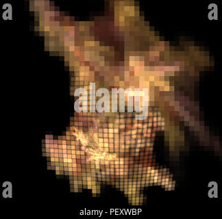 Abstract colorato di arancione e golden pixel fractal su sfondo nero. Fantasy texture frattale. Arte digitale. Il rendering 3D. Computer immagine genenerated Foto Stock