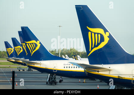 Piani di Ryanair presso l'aeroporto di Stansted Foto Stock