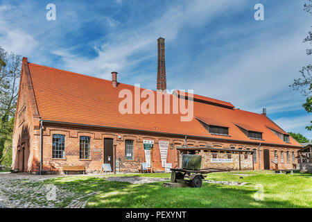 Nuovo edificio Glashuette nel museo village Baruther Glashuette, Baruth / Mark, distretto Teltow-Flaeming, Brandeburgo, Germania, Europa Foto Stock