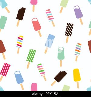 Vector seamless gelato. pattern colorato sfondo cartoon con frutta e cioccolata popsicles. carta design avvolgente Illustrazione Vettoriale