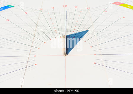 Il Sundial orologio sulla parete in Canakale, Turchia Foto Stock