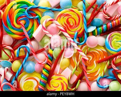 Dolci e candy canes, full frame. Foto Stock