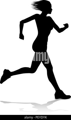 Runner Racing via e silhouette di campo Illustrazione Vettoriale