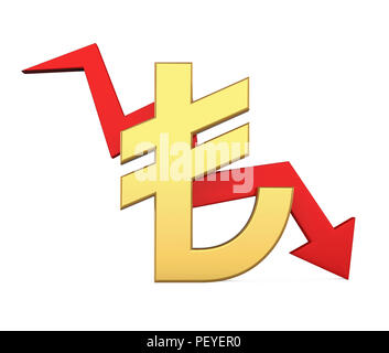 La Lira turca firmare e freccia isolato Foto Stock