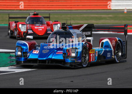 Silverstone, UK. Il 17 agosto 2018. La #11 SMP Racing Engineering BR BR1 AER di Mikhail Aleshin, Vitaly Petrov e Jenson Button durante la pratica per il FIA World Endurance Championship 6 Ore di Silverstone, a Silverstone, UK Credit: James Hancock/Alamy Live News Foto Stock