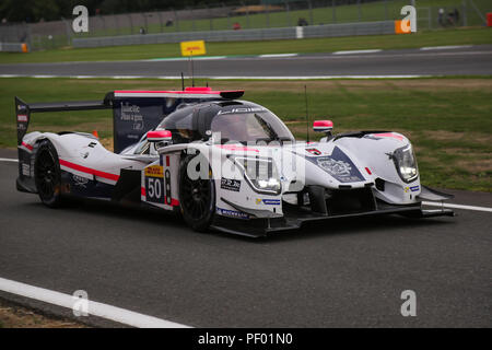 Silverstone, UK. Il 17 agosto 2018. La #50 Larbre Competition Ligier JSP217 Gibson di Erwin Creed, Romano Ricci e Yoshiharu Mori durante la pratica per il FIA World Endurance Championship 6 Ore di Silverstone, a Silverstone, UK Credit: James Hancock/Alamy Live News Foto Stock