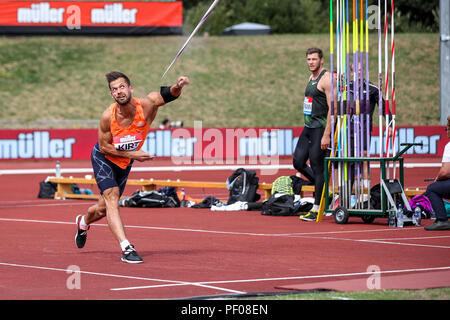 Alexander Stadium, Birmingham, Regno Unito. 18 Agosto, 2018. Diamond League Muller Grand Prix; Magnus Kirt (EST) compete in uomini del giavellotto Credito: Azione Sport Plus/Alamy Live News Foto Stock