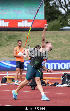 Alexander Stadium, Birmingham, Regno Unito. 18 Agosto, 2018. Diamond League Muller Grand Prix; Marcin Krukowski (POL) compete in uomini del giavellotto Credito: Azione Sport Plus/Alamy Live News Foto Stock