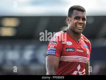 Salford, Regno Unito. 18/8/2018. Rugby League Super 8's Salford Red Devils vs Widnes Vikings ; Salford Red Devils Ben Nakubuwai all'AJ Bell Stadium, Salford, Regno Unito. Dean Williams Foto Stock