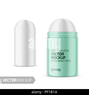 Bianco secco lucida deodorante stick. Illustrazione Vettoriale