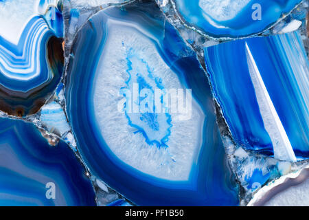 Incredibile agat texture con superficie di contrasto in tonalità blu. Foto ad alta risoluzione. Foto Stock