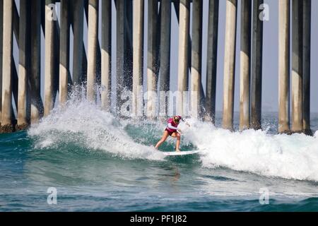 Lakey Peterson competere nel US Open di surf 2018 Foto Stock