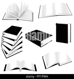 Prenota silhouette icona impostare Illustrazione Vettoriale