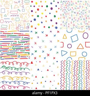 Bambini colorati disegnati a mano i modelli senza giunture Illustrazione Vettoriale