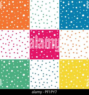 Set di seamless puntini colorati pattern Illustrazione Vettoriale