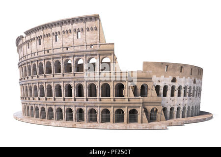 Colosseo Colosseo isolato su bianco. Simbolo di Roma e d'Italia, 3d illustrazione Foto Stock