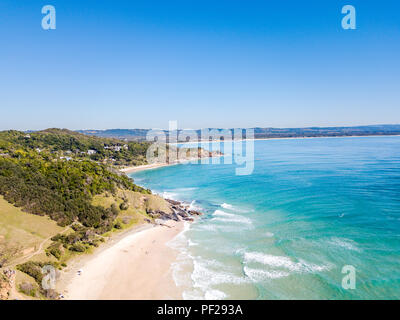 Una veduta aerea di Byron Bay nel Nuovo Galles del Sud, Australia Foto Stock