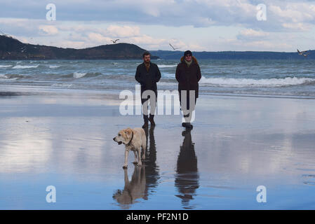 Pentewan Sands, Pentewan, Cornwall, 050218 Foto Stock