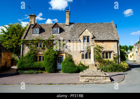 Stanton, Regno Unito - 8 Agosto 2018: Stanton è un villaggio nel distretto di Cotswold del Gloucestershire ed è costruito quasi completamente di pietre di Cotswold, ho Foto Stock