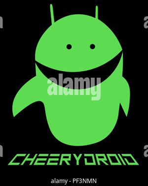 Android emoticon, divertente android minimalismo logo creativo Illustrazione Vettoriale